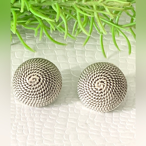 Vintage MEXICO 925 Sterling Silver Dome Round Earrings - Picture 6 of 13